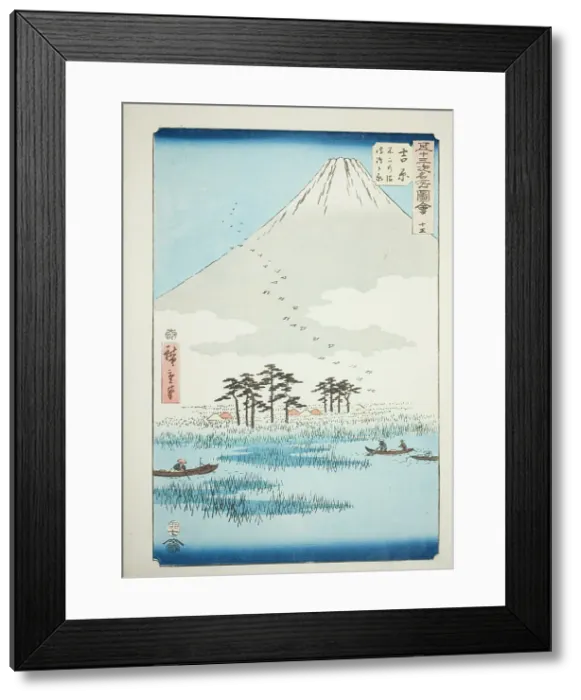 Framed Print : Yoshiwara: Fuji Marsh and Ukishima Plain (Yoshiwara, Fuji no numa ukishima ga hara), no. 1... 1855. Creator: Ando Hiroshige Framed Print : Yoshiwara: Fuji Marsh and Ukishima Plain (Yoshiwara, Fuji no numa ukishima ga hara), no. 1... 1855. Creator: Ando Hiroshige