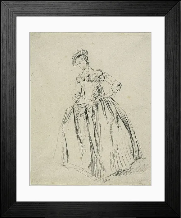 Framed Print : Study: Young Woman Standing Hand on Hip, n.d. Creator: Nicolas Lancret Framed Print : Study: Young Woman Standing Hand on Hip, n.d. Creator: Nicolas Lancret