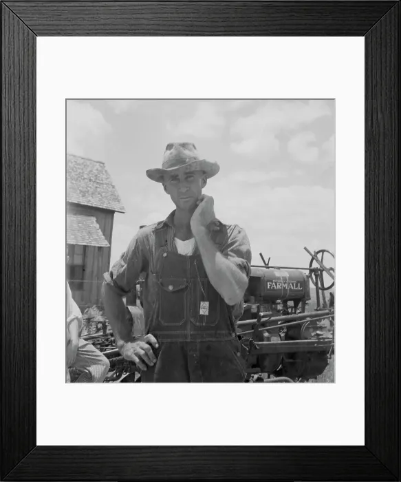 Framed Print : Former tenant farmer on a large cotton farm, now a tractor driver, Bell County, Texas, 1937. Creator: Dorothea Lange Framed Print : Former tenant farmer on a large cotton farm, now a tractor driver, Bell County, Texas, 1937. Creator: Dorothea Lange