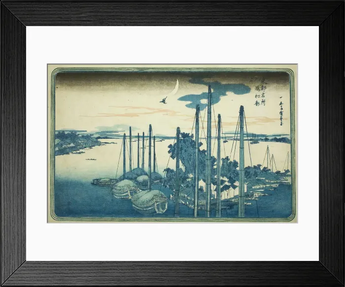 Framed Print : First Cuckoo of the Year at Tsukuda Island (Tsukudajima, hatsu hototogisu), from the... c. 1831. Creator: Ando Hiroshige Framed Print : First Cuckoo of the Year at Tsukuda Island (Tsukudajima, hatsu hototogisu), from the... c. 1831. Creator: Ando Hiroshige