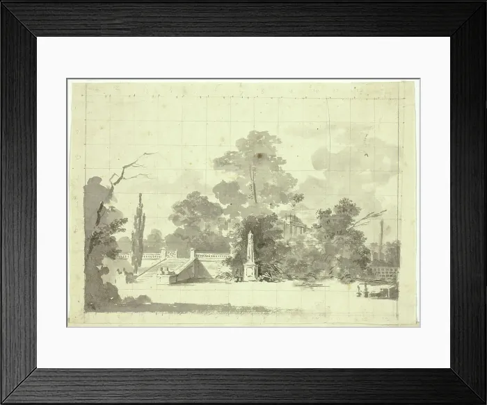 Framed Print : View of the Park at Versailles: Stairway with Two Pairs of Sphinxes, n.d. Creator: Pierre Antoine Mongin Framed Print : View of the Park at Versailles: Stairway with Two Pairs of Sphinxes, n.d. Creator: Pierre Antoine Mongin