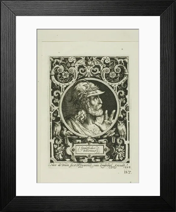 Framed Print : Godfrey of Bouillon, plate nine from The Nine Worthies, 1594. Creator: Nicolaes de Bruyn Framed Print : Godfrey of Bouillon, plate nine from The Nine Worthies, 1594. Creator: Nicolaes de Bruyn