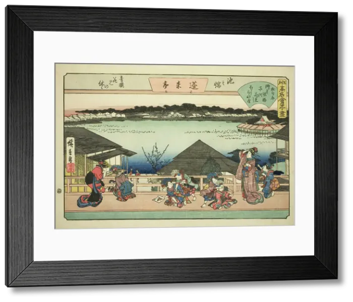 Framed Print : Courtesans Viewing Cherry Blossoms at Horaitei Restaurant in Ikenohata (Ikenohata... c. 1838 / 40. Creator: Ando Hiroshige) Framed Print : Courtesans Viewing Cherry Blossoms at Horaitei Restaurant in Ikenohata (Ikenohata... c. 1838 / 40. Creator: Ando Hiroshige)