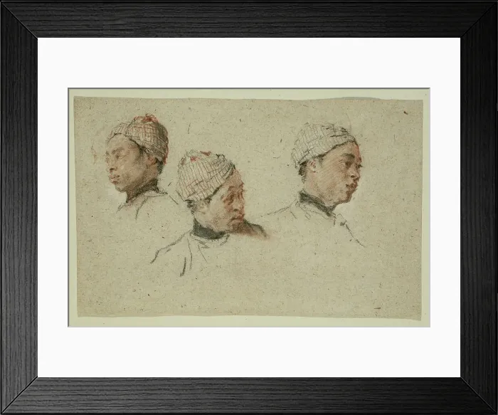 Framed Print : Three Studies of the Head of a Turbaned Black Man, 1720 / 30. Creator: Nicolas Lancret Framed Print : Three Studies of the Head of a Turbaned Black Man, 1720 / 30. Creator: Nicolas Lancret