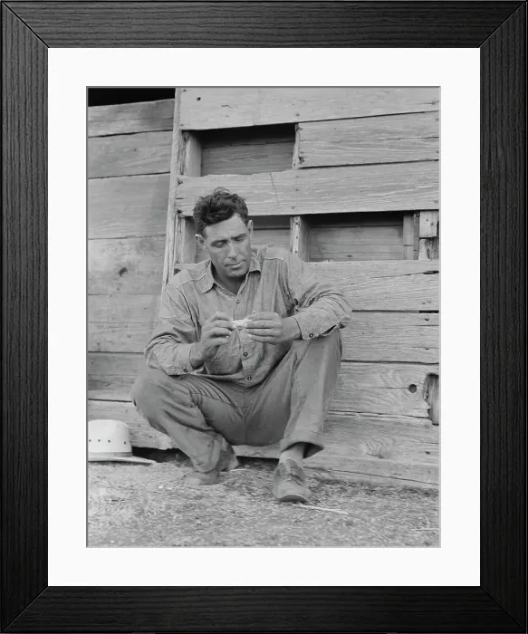 Framed Print : Native Texan farmer on relief, Goodliet, Hardeman County, Texas, 1938. Creator: Dorothea Lange Framed Print : Native Texan farmer on relief, Goodliet, Hardeman County, Texas, 1938. Creator: Dorothea Lange