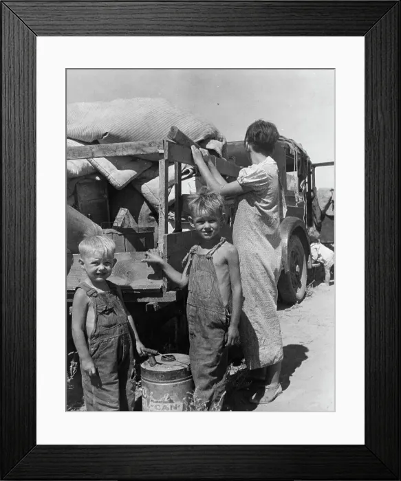 Framed Print : Part of an impoverished family of nine on a New Mexico highway, 1936. Creator: Dorothea Lange Framed Print : Part of an impoverished family of nine on a New Mexico highway, 1936. Creator: Dorothea Lange