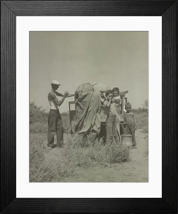 Framed Print : A tubercular painter from Iowa and part of his family... penniless in New Mexico, 1937. Creator: Dorothea Lange Framed Print : A tubercular painter from Iowa and part of his family... penniless in New Mexico, 1937. Creator: Dorothea Lange