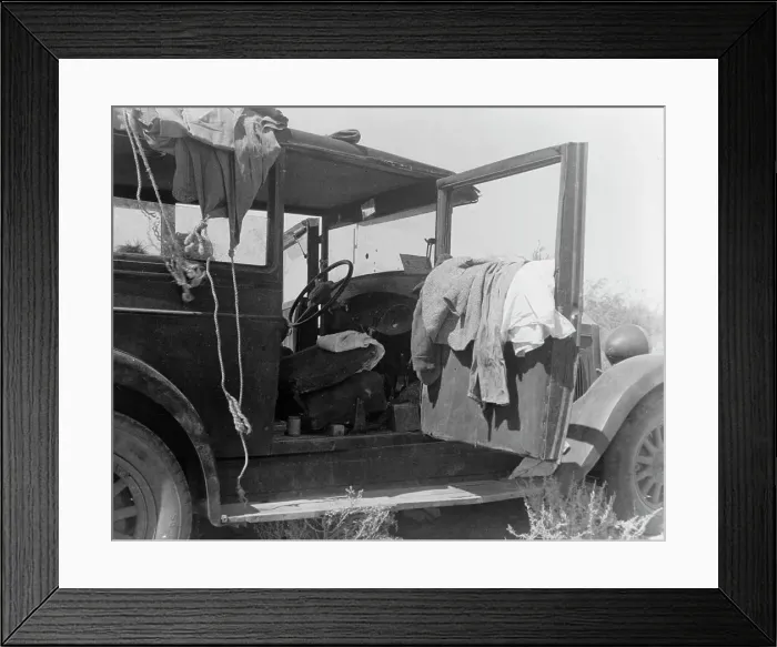 Framed Print : The only home of a depression-routed family of nine from Iowa, 1936. Creator: Dorothea Lange Framed Print : The only home of a depression-routed family of nine from Iowa, 1936. Creator: Dorothea Lange