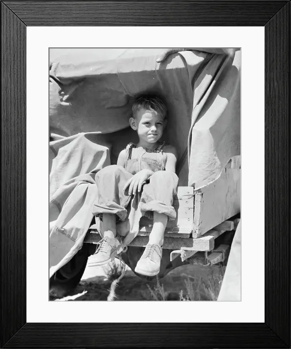 Framed Print : Child of an impoverished family from Iowa stranded in New Mexico, 1936. Creator: Dorothea Lange Framed Print : Child of an impoverished family from Iowa stranded in New Mexico, 1936. Creator: Dorothea Lange