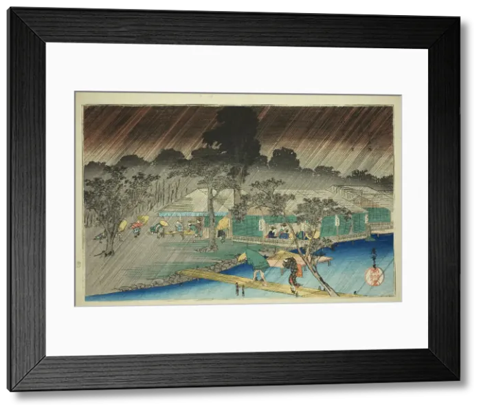 Framed Print : Evening Shower at the Bank of Tadasu River (Tadasugawara no yudachi), from the series... c. 1834. Creator: Ando Hiroshige Framed Print : Evening Shower at the Bank of Tadasu River (Tadasugawara no yudachi), from the series... c. 1834. Creator: Ando Hiroshige