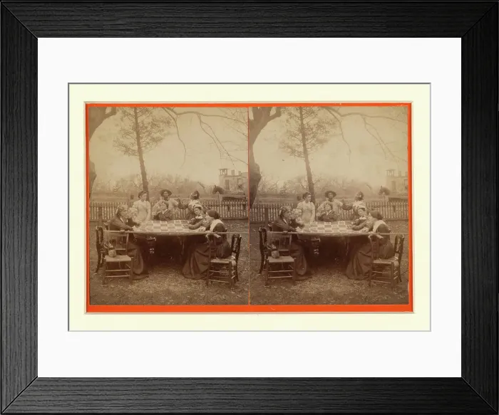 Framed Print : Aunt Hannah's quilting party, United States, 1896. Creator: Unknown Framed Print : Aunt Hannah's quilting party, United States, 1896. Creator: Unknown
