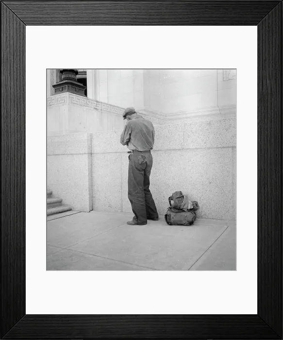 Framed Print : Itinerant worker, Fort Worth, Texas, 1936. Creator: Dorothea Lange Framed Print : Itinerant worker, Fort Worth, Texas, 1936. Creator: Dorothea Lange