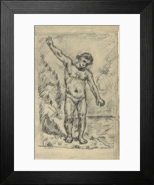 Framed Print : Bather With Outstretched Arms (recto); Study of a Tree (verso), 1874 / 77. Creator: Paul Cezanne Framed Print : Bather With Outstretched Arms (recto); Study of a Tree (verso), 1874 / 77. Creator: Paul Cezanne