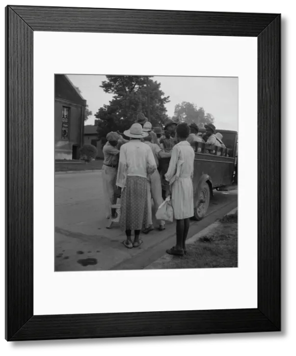 Framed Print : Cotton hoers leaving Greenville at 5 am for a day's work on the plantations, Mississippi, 1937. Creator: Dorothea Lange Framed Print : Cotton hoers leaving Greenville at 5 am for a day's work on the plantations, Mississippi, 1937. Creator: Dorothea Lange