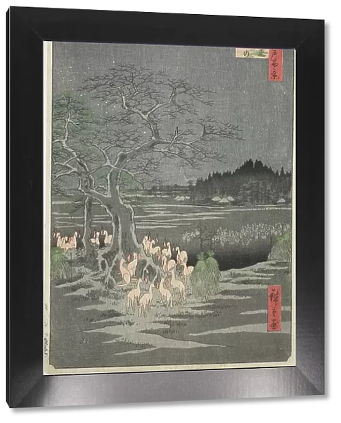 Fox Fires on New Year's Eve at the Changing Tree in Oji (Oji shozoku enoki omisoka no kits... 1857. Creator: Ando Hiroshige)