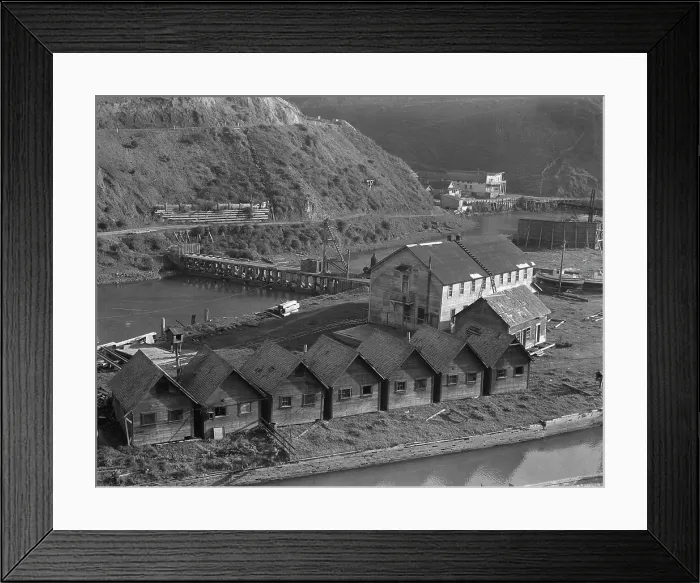 Framed Print : Abandoned lumber town showing mill and houses, Mendocino County, California, 1938. Creator: Dorothea Lange Framed Print : Abandoned lumber town showing mill and houses, Mendocino County, California, 1938. Creator: Dorothea Lange