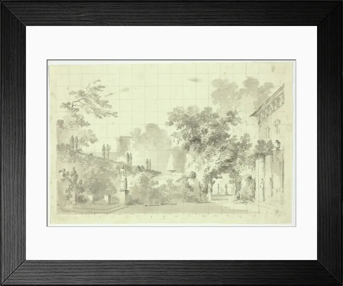 Framed Print : View of the Park at Versailles: Statues and a Fountain, n.d. Creator: Pierre Antoine Mongin Framed Print : View of the Park at Versailles: Statues and a Fountain, n.d. Creator: Pierre Antoine Mongin
