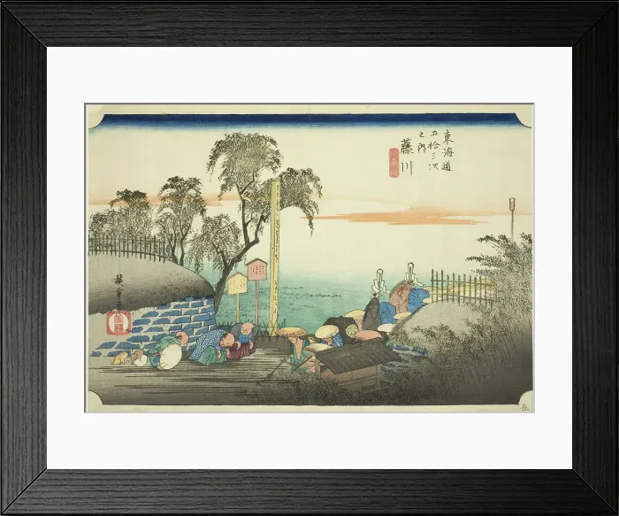 Framed Print : Fujikawa: View of Post Outskirts (Fujikawa, bohana no zu), from the series Fifty-... c. 1833 / 34. Creator: Ando Hiroshige. Fujikawa: View of Post Outskirts (Fujikawa, bohana no zu), from the series Fifty-... c. 1833 / 34 Framed Print : Fujikawa: View of Post Outskirts (Fujikawa, bohana no zu), from the series Fifty-... c. 1833 / 34. Creator: Ando Hiroshige. Fujikawa: View of Post Outskirts (Fujikawa, bohana no zu), from the series Fifty-... c. 1833 / 34