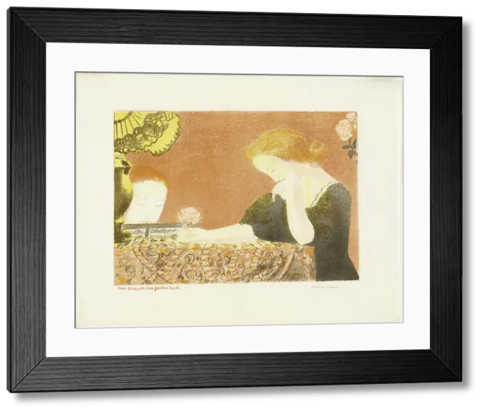 Framed Print : Our Souls, in Languorous Gestures, plate nine from Love, 1898, published 1899. Creator: Maurice Denis Framed Print : Our Souls, in Languorous Gestures, plate nine from Love, 1898, published 1899. Creator: Maurice Denis