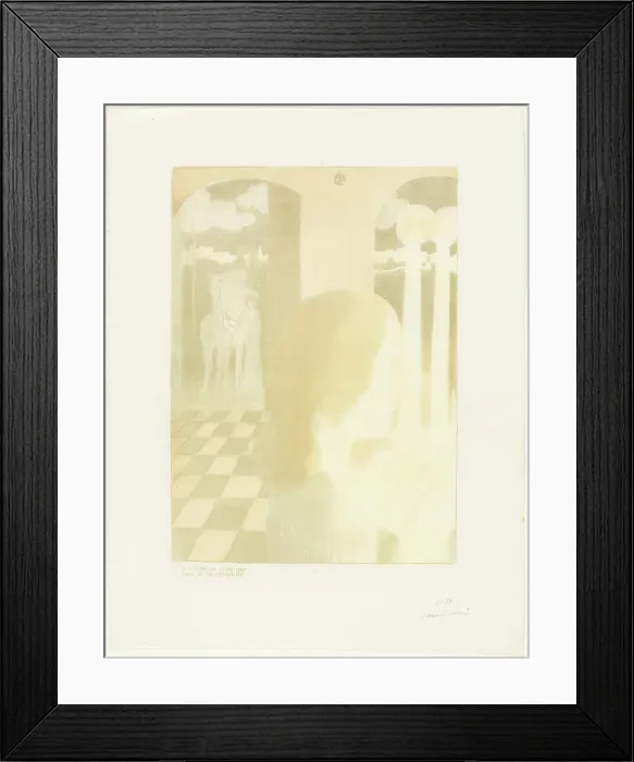 Framed Print : The Knight Did Not Die at the Crusade, plate five from Love, 1898, published 1899. Creator: Maurice Denis Framed Print : The Knight Did Not Die at the Crusade, plate five from Love, 1898, published 1899. Creator: Maurice Denis