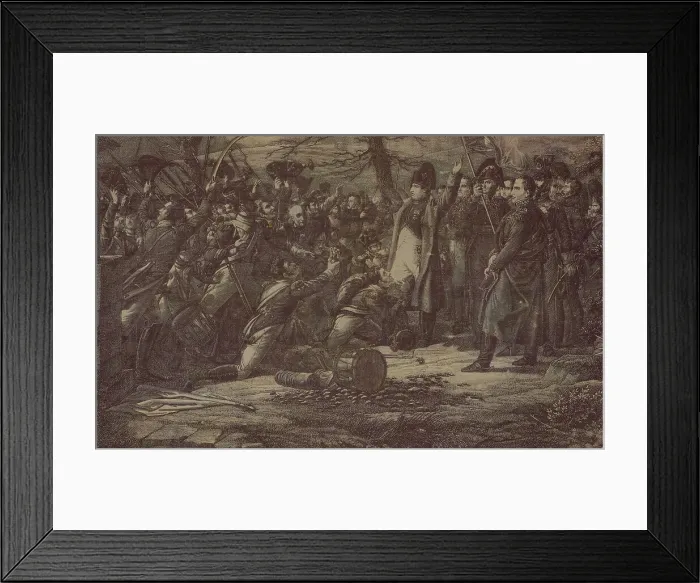 Framed Print : Le Retour de L'Ile d'Elbe (The Return from the Isle of Elba) (Furnishing Fabric), Nantes, c. 1830. Creator: Favre-Petitpierre et Cie Framed Print : Le Retour de L'Ile d'Elbe (The Return from the Isle of Elba) (Furnishing Fabric), Nantes, c. 1830. Creator: Favre-Petitpierre et Cie