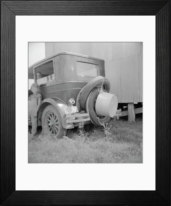Framed Print : Migrant family's car near Brownsville, Texas, 1936. Creator: Dorothea Lange Framed Print : Migrant family's car near Brownsville, Texas, 1936. Creator: Dorothea Lange