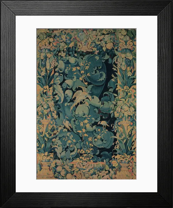 Framed Print : Large Leaf Verdure with Birds, Flanders, about 1550 / 75. Creator: Unknown Framed Print : Large Leaf Verdure with Birds, Flanders, about 1550 / 75. Creator: Unknown