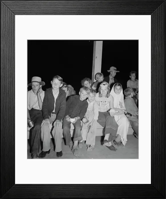 Framed Print : Halloween party at Shafter migrant camp, California, 1938. Creator: Dorothea Lange