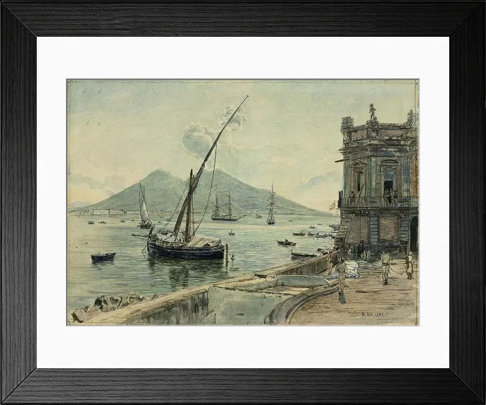 Framed Print : Naples with Mt. Vesuvius, 1835. Creator: Rudolf von Alt Framed Print : Naples with Mt. Vesuvius, 1835. Creator: Rudolf von Alt