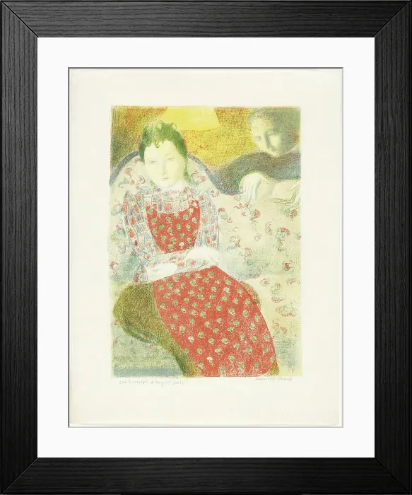 Framed Print : On the Pale Silver Sofa, plate ten from Love, 1898, published 1899. Creator: Maurice Denis Framed Print : On the Pale Silver Sofa, plate ten from Love, 1898, published 1899. Creator: Maurice Denis