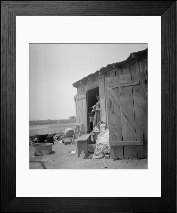 Framed Print : Housing for cotton pickers, South Texas, 1936. Creator: Dorothea Lange Framed Print : Housing for cotton pickers, South Texas, 1936. Creator: Dorothea Lange