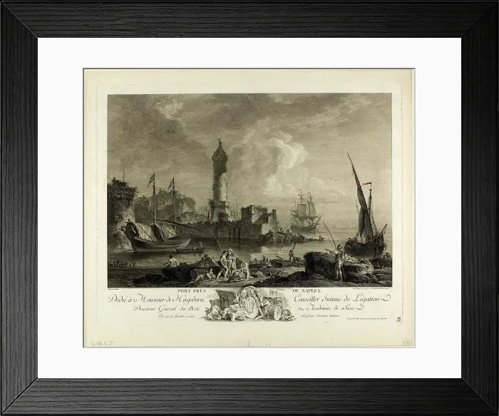 Framed Print : Port near Naples, 1754 / 1808. Creator: Adrian Zingg Framed Print : Port near Naples, 1754 / 1808. Creator: Adrian Zingg