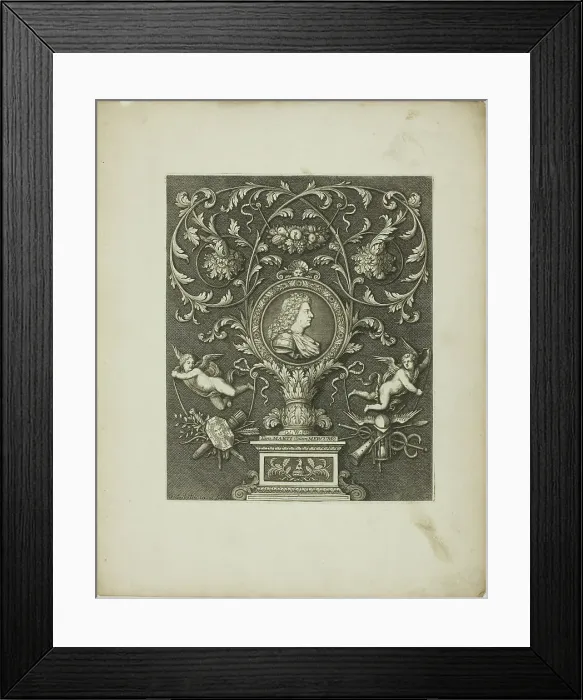 Framed Print : Plate Two, from A New Book of Ornaments, 1704. Creator: Simon Gribelin
