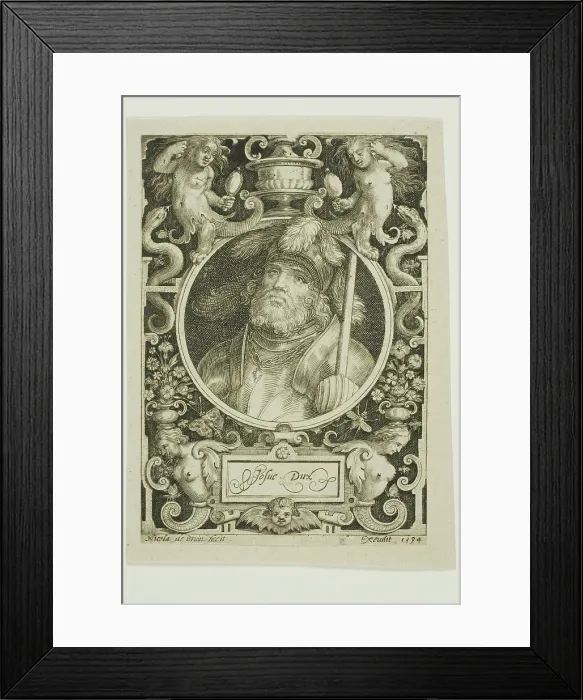 Framed Print : Joshua, plate four from The Nine Worthies, 1594, reworked second state. Creator: Nicolaes de Bruyn Framed Print : Joshua, plate four from The Nine Worthies, 1594, reworked second state. Creator: Nicolaes de Bruyn