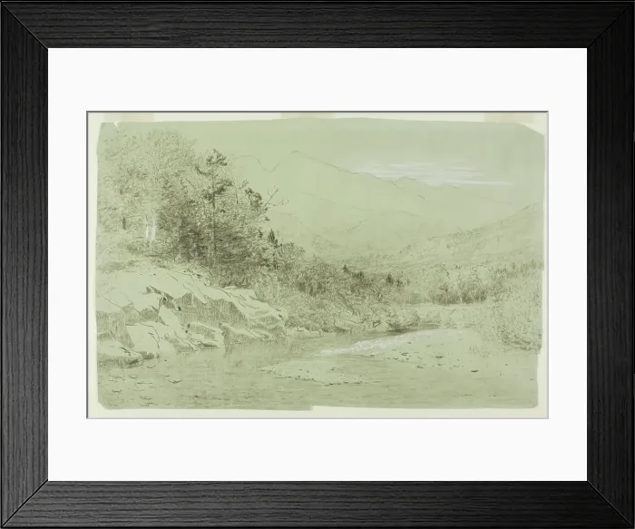 Framed Print : River Stream with Mountains in the Distance, 1856 / 92. Creator: Alexander Helwig Wyant Framed Print : River Stream with Mountains in the Distance, 1856 / 92. Creator: Alexander Helwig Wyant