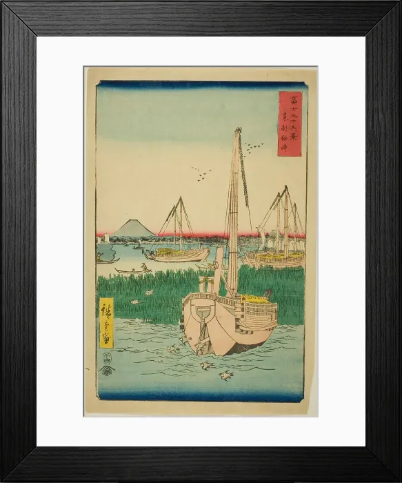 Framed Print : Off Tsukuda Island in the Eastern Capital (Toto Tsukuda oki), from the series Thirty-six... 1858. Creator: Ando Hiroshige. Off Tsukuda Island in the Eastern Capital (Toto Tsukuda oki), from the series Thirty-six... 1858 Framed Print : Off Tsukuda Island in the Eastern Capital (Toto Tsukuda oki), from the series Thirty-six... 1858. Creator: Ando Hiroshige. Off Tsukuda Island in the Eastern Capital (Toto Tsukuda oki), from the series Thirty-six... 1858