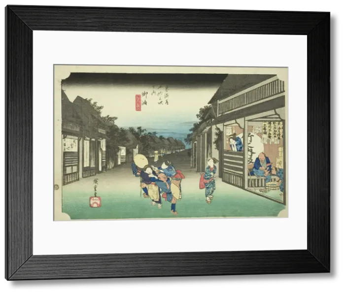 Framed Print : Goyu: Women Stopping Travelers (Goyu, tabibito tomeru onna), from the series Fifty-... c. 1833 / 34 Creator: Ando Hiroshige. Goyu: Women Stopping Travelers (Goyu, tabibito tomeru onna), from the series Fifty-... c Framed Print : Goyu: Women Stopping Travelers (Goyu, tabibito tomeru onna), from the series Fifty-... c. 1833 / 34 Creator: Ando Hiroshige. Goyu: Women Stopping Travelers (Goyu, tabibito tomeru onna), from the series Fifty-... c