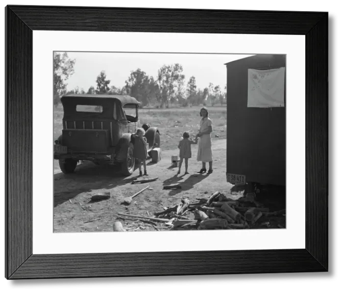 Framed Print : Mother of five children from Oklahoma, now picking cotton in California, near Fresno, 1936. Creator: Dorothea Lange Framed Print : Mother of five children from Oklahoma, now picking cotton in California, near Fresno, 1936. Creator: Dorothea Lange