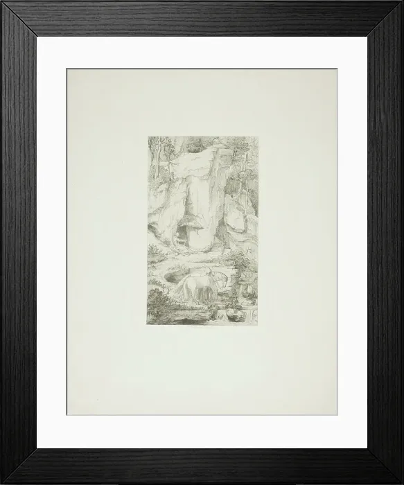 Framed Print : A Hermit Leading his Horse to Water, 1840. Creator: Moritz von Schwind Framed Print : A Hermit Leading his Horse to Water, 1840. Creator: Moritz von Schwind