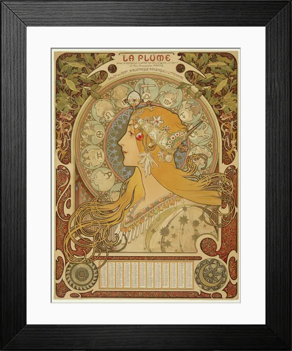 Framed Print : Zodiaque ('La Plume'), 1896-97. Creator: Alphonse Mucha. Zodiaque ('La Plume'), 1896-97. Creator: Alphonse Mucha Framed Print : Zodiaque ('La Plume'), 1896-97. Creator: Alphonse Mucha. Zodiaque ('La Plume'), 1896-97. Creator: Alphonse Mucha