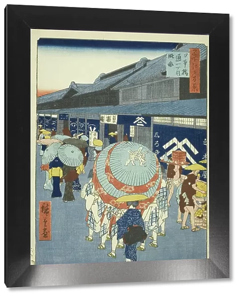 View of Nihonbashi Tori-itchome (Nihonbashi Tori-itchome ryakuzu), from the series 'One... 1858. Creator: Ando Hiroshige. View of Nihonbashi Tori-itchome (Nihonbashi Tori-itchome ryakuzu), from the series 'One... 1858. Creator: Ando Hiroshige