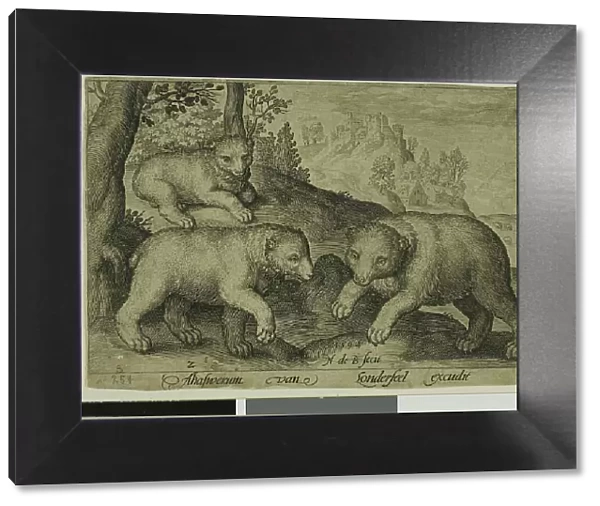 Three Bears, plate ten from Four-Legged Animals, 1594. Creator: Nicolaes de Bruyn