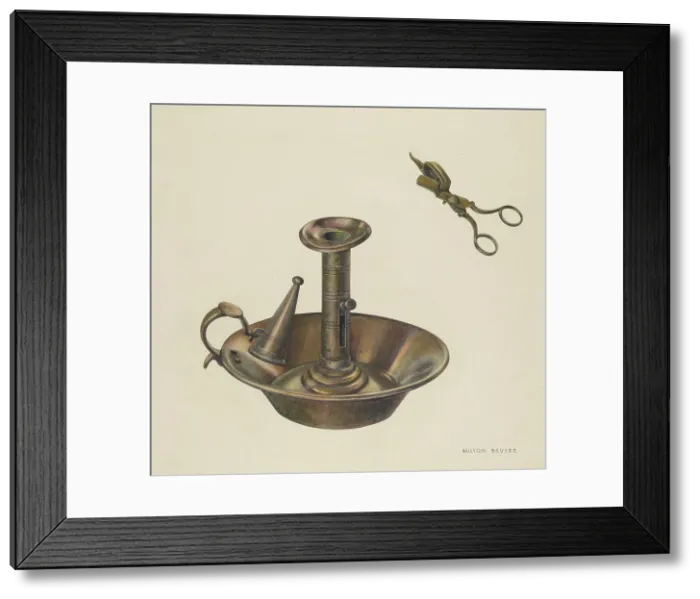 Framed Print : Candlestick, 1935 / 1942. Creator: Milton Bevier