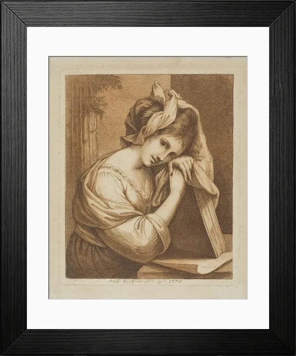 Framed Print : Woman Resting Her Head on a Book, 1770. Creator: Angelica Kauffman Framed Print : Woman Resting Her Head on a Book, 1770. Creator: Angelica Kauffman