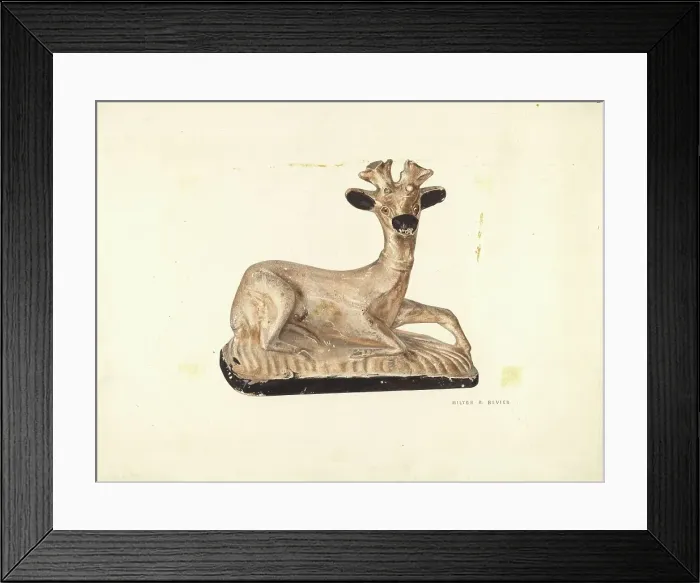 Framed Print : Chalkware Deer, c. 1939. Creator: Milton Bevier Framed Print : Chalkware Deer, c. 1939. Creator: Milton Bevier