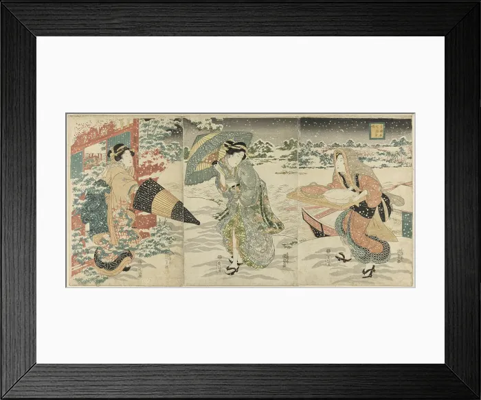 Framed Print : Parody of Liu Bei (J: Gentoku) Visiting Zhuge Liang (J: Komei) in Wind and Snow... c. 1844. Creator: Utagawa Kunisada Framed Print : Parody of Liu Bei (J: Gentoku) Visiting Zhuge Liang (J: Komei) in Wind and Snow... c. 1844. Creator: Utagawa Kunisada