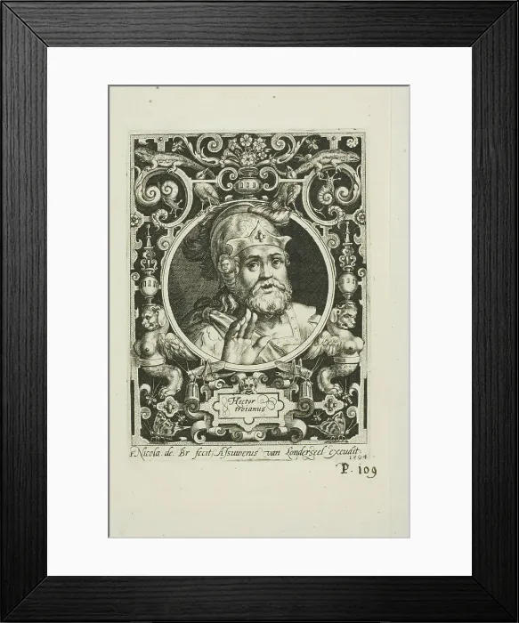 Framed Print : Hector of Troy, plate one from The Nine Worthies, 1594. Creator: Nicolaes de Bruyn Framed Print : Hector of Troy, plate one from The Nine Worthies, 1594. Creator: Nicolaes de Bruyn