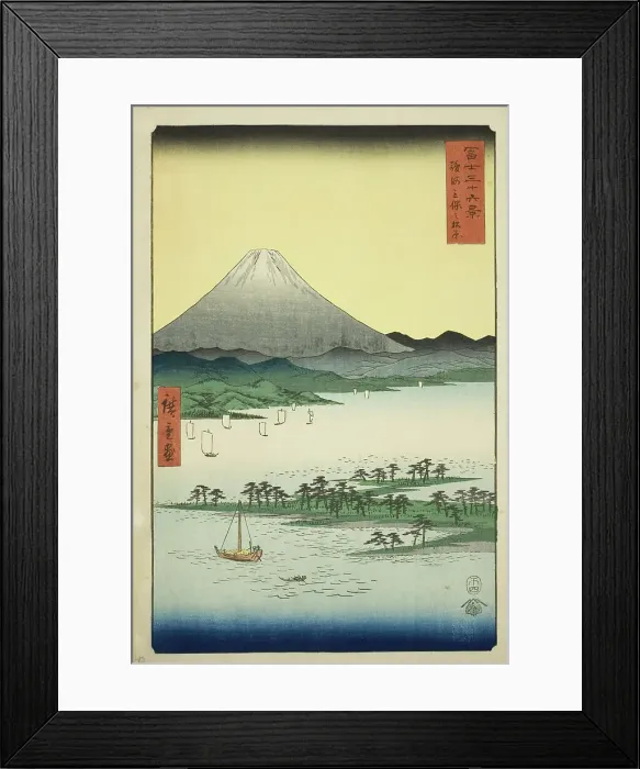 Framed Print : Pine Beach at Miho in Suruga Province (Suruga Miho no matsubara), from the series... 1858. Creator: Ando Hiroshige Framed Print : Pine Beach at Miho in Suruga Province (Suruga Miho no matsubara), from the series... 1858. Creator: Ando Hiroshige