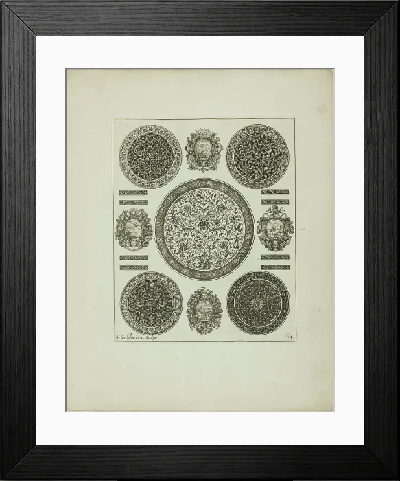 Framed Print : Plate Four, from Book of Ornament, 1704. Creator: Simon Gribelin Framed Print : Plate Four, from Book of Ornament, 1704. Creator: Simon Gribelin