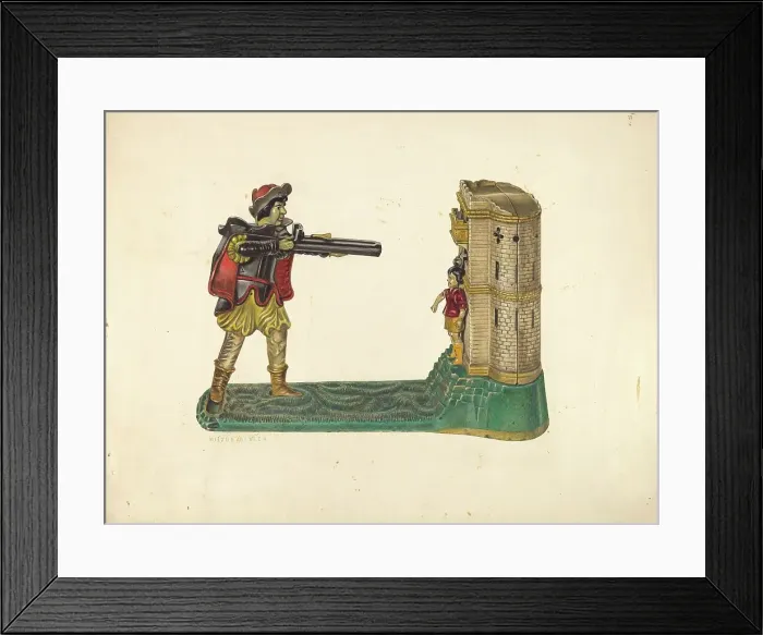 Framed Print : Mechanical Toy Bank, c. 1940. Creator: Milton Bevier Framed Print : Mechanical Toy Bank, c. 1940. Creator: Milton Bevier